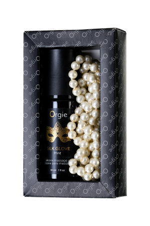 Комплект для эротического массажа  Orgie Pear Lust Massage (силиконовый массажный гель + жемчужное ожерелье), 30 мл